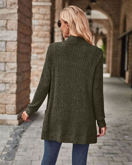 Open Front Cardigan with Pockets - Trendsi