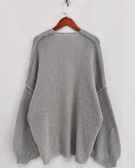 Open Front Dropped Shoulder Cardigan - Trendsi