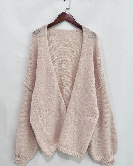 Open Front Dropped Shoulder Cardigan - Trendsi
