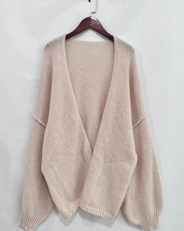 Open Front Dropped Shoulder Cardigan - Trendsi