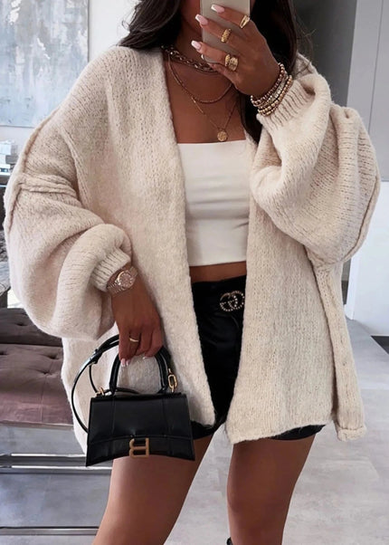 Open Front Dropped Shoulder Cardigan - Trendsi