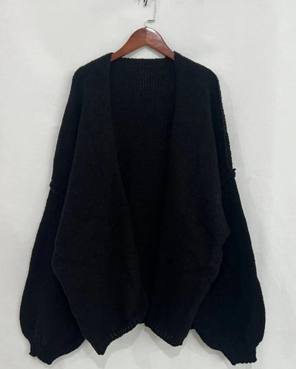 Open Front Dropped Shoulder Cardigan - Trendsi