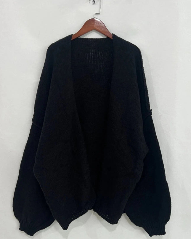 Open Front Dropped Shoulder Cardigan - Trendsi