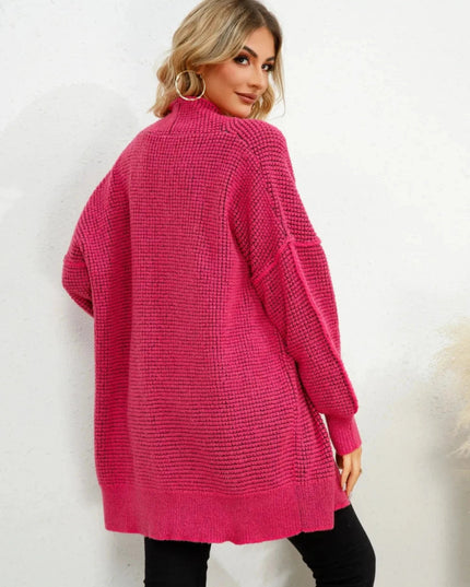 Open Front Dropped Shoulder Cardigan - Trendsi