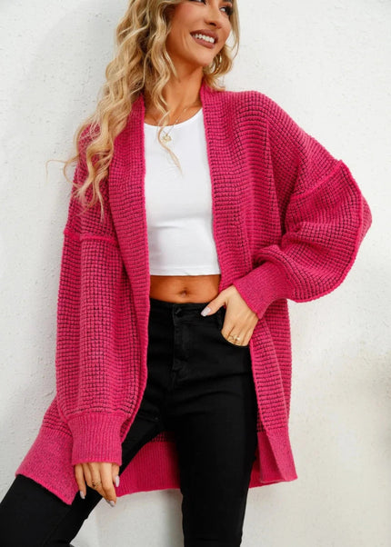 Open Front Dropped Shoulder Cardigan - Trendsi