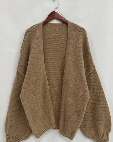 Open Front Dropped Shoulder Cardigan - Trendsi