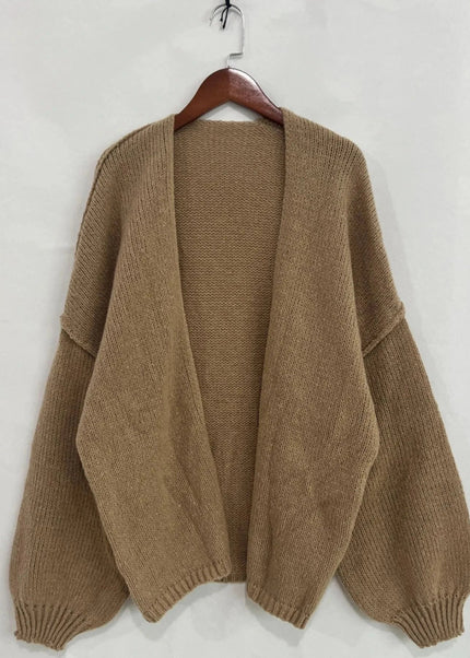 Open Front Dropped Shoulder Cardigan - Trendsi