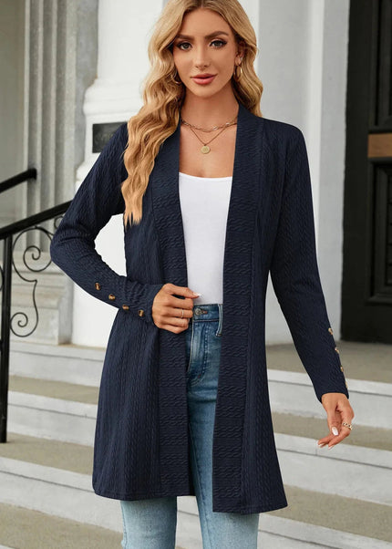 Open Front Long Sleeve Cardigan - Trendsi