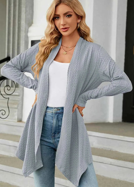Open Front Long Sleeve Cardigan - Trendsi