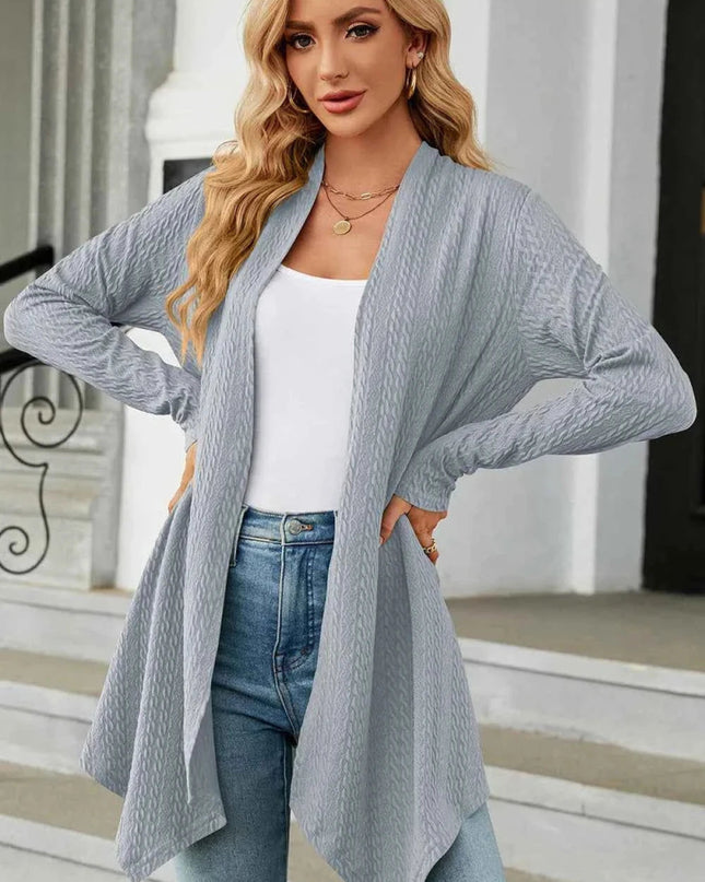 Open Front Long Sleeve Cardigan - Trendsi