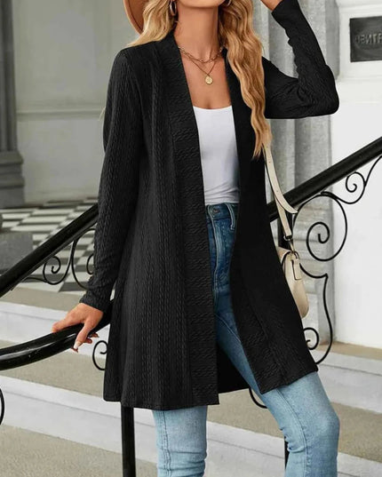 Open Front Long Sleeve Cardigan - Trendsi