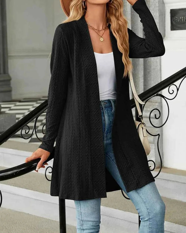 Open Front Long Sleeve Cardigan - Trendsi