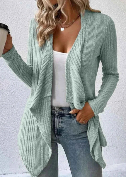 Open Front Long Sleeve Cardigan - Trendsi
