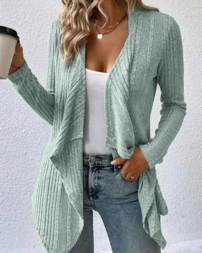 Open Front Long Sleeve Cardigan - Trendsi