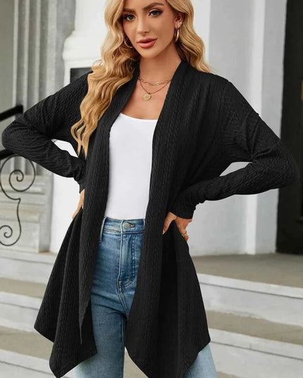 Open Front Long Sleeve Cardigan - Trendsi