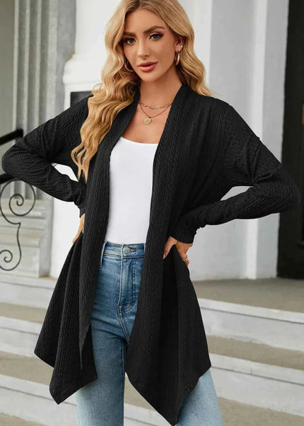 Open Front Long Sleeve Cardigan - Trendsi