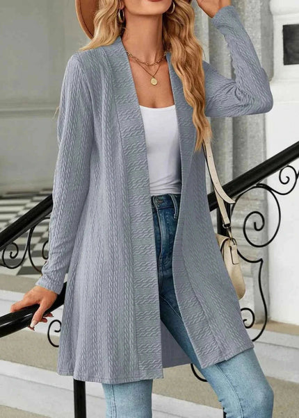 Open Front Long Sleeve Cardigan - Trendsi