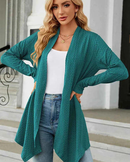 Open Front Long Sleeve Cardigan - Trendsi
