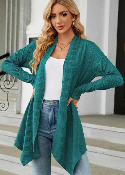Open Front Long Sleeve Cardigan - Trendsi