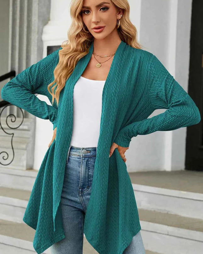 Open Front Long Sleeve Cardigan - Trendsi