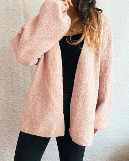 Open Front Long Sleeve Cardigan - Trendsi