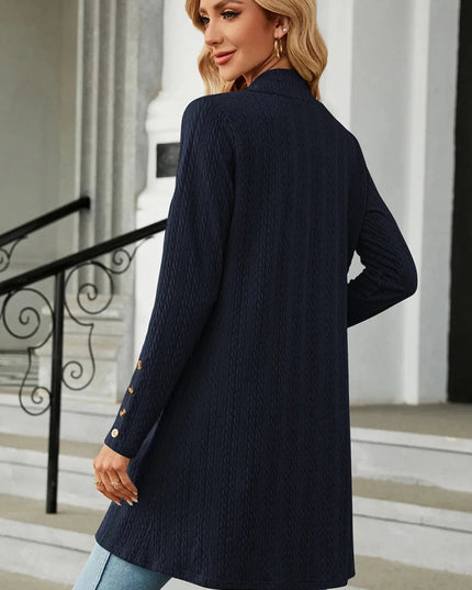 Open Front Long Sleeve Cardigan - Trendsi