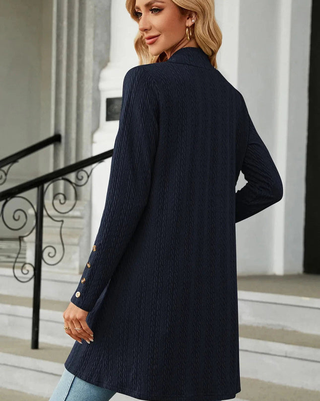 Open Front Long Sleeve Cardigan - Trendsi