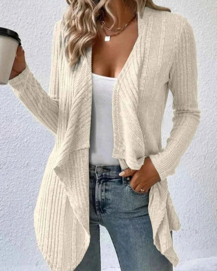 Open Front Long Sleeve Cardigan - Trendsi