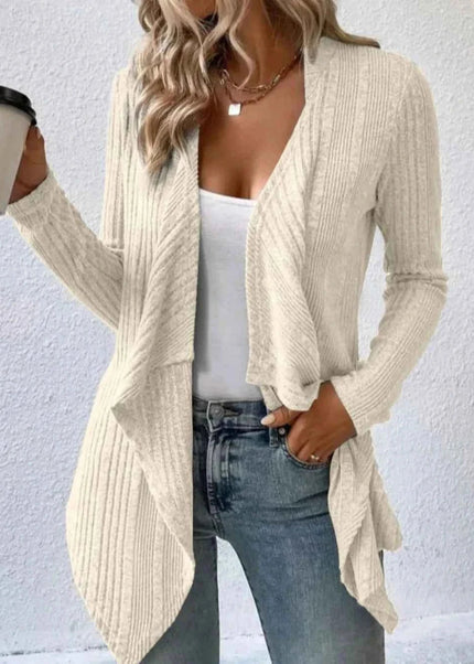 Open Front Long Sleeve Cardigan - Trendsi