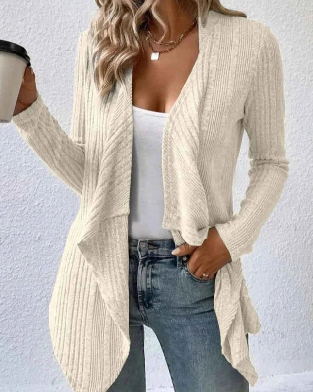 Open Front Long Sleeve Cardigan - Trendsi