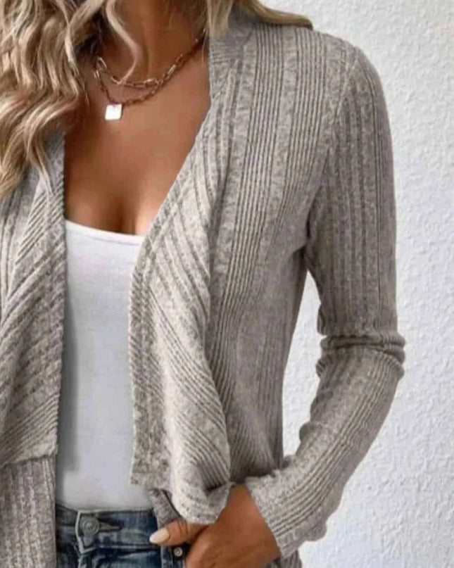 Open Front Long Sleeve Cardigan - Trendsi