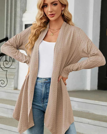Open Front Long Sleeve Cardigan - Trendsi