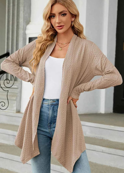 Open Front Long Sleeve Cardigan - Trendsi