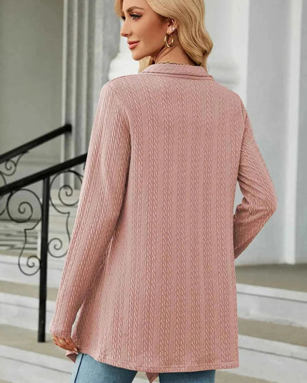 Open Front Long Sleeve Cardigan - Trendsi