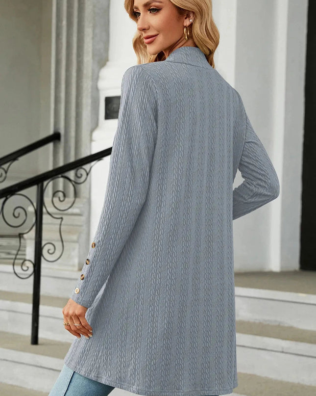 Open Front Long Sleeve Cardigan - Trendsi