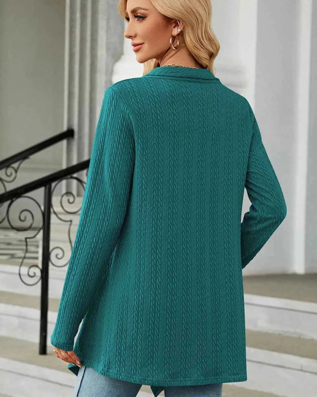 Open Front Long Sleeve Cardigan - Trendsi