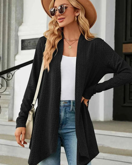 Open Front Long Sleeve Cardigan - Trendsi