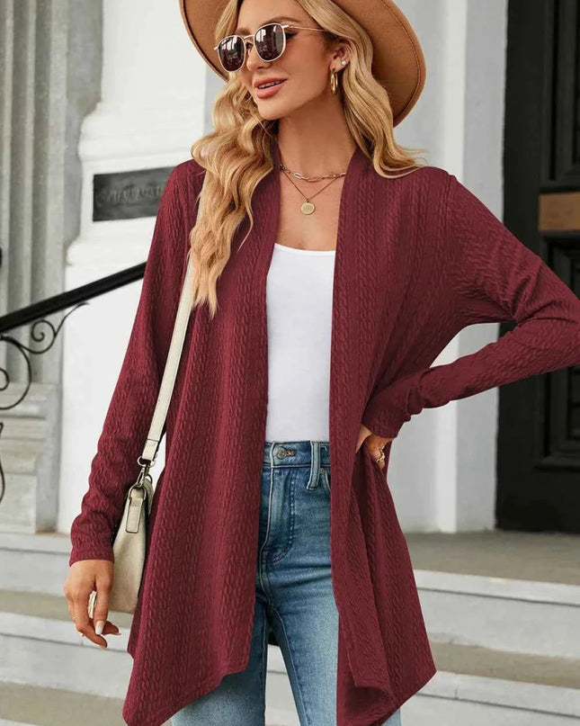 Open Front Long Sleeve Cardigan - Trendsi