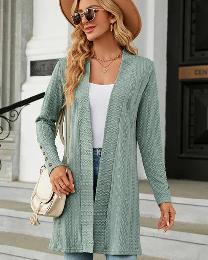 Open Front Long Sleeve Cardigan - Trendsi
