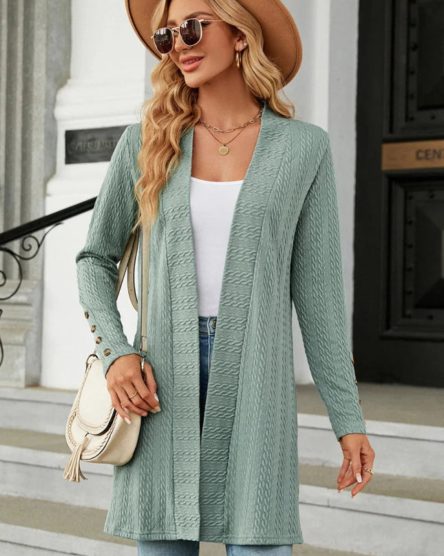 Open Front Long Sleeve Cardigan - Trendsi