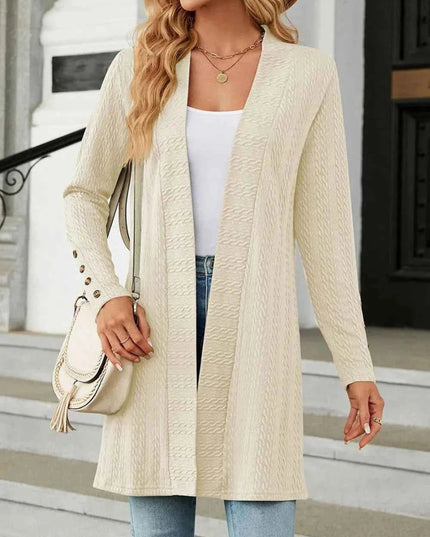 Open Front Long Sleeve Cardigan - Trendsi