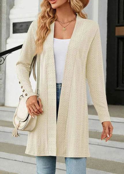 Open Front Long Sleeve Cardigan - Trendsi