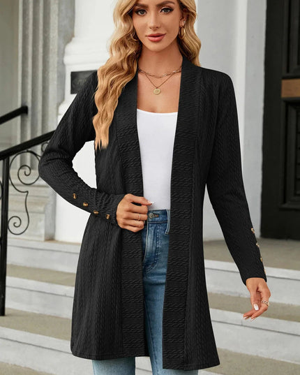 Open Front Long Sleeve Cardigan - Trendsi
