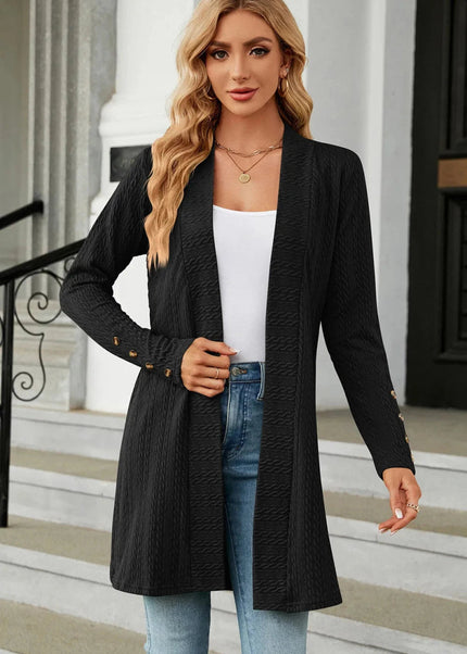 Open Front Long Sleeve Cardigan - Trendsi