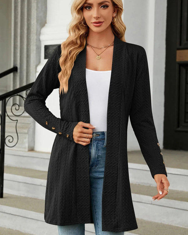 Open Front Long Sleeve Cardigan - Trendsi