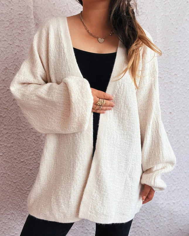 Open Front Long Sleeve Cardigan - Trendsi