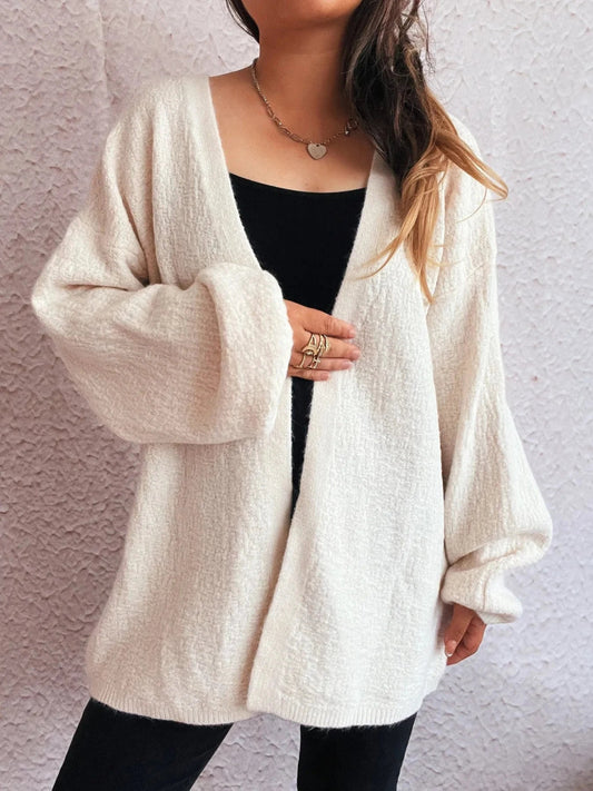 Open Front Long Sleeve Cardigan - Trendsi