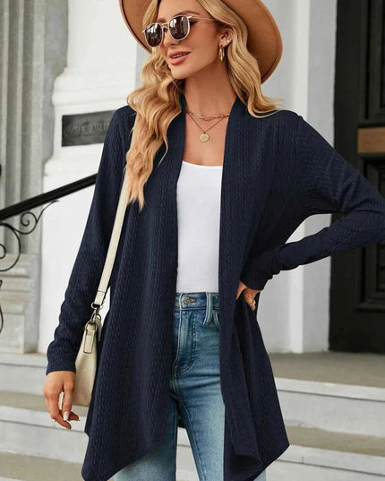 Open Front Long Sleeve Cardigan - Trendsi