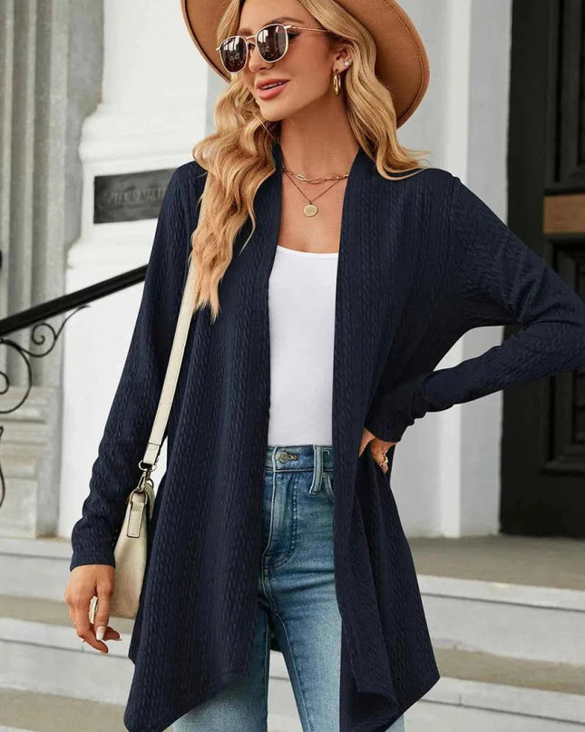 Open Front Long Sleeve Cardigan - Trendsi