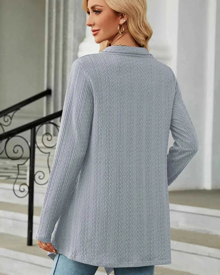 Open Front Long Sleeve Cardigan - Trendsi